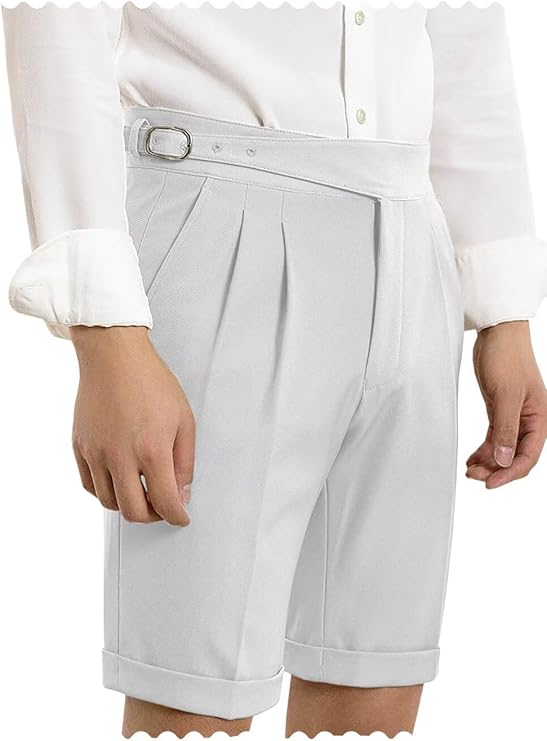 Men's Shorts Classic Gurkha Lightweight Casual Business Flat Front Retro Dress Shorts