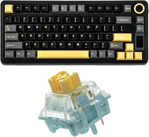EPOMAKER X Aula EA75 MAX Wireless Gaming Keyboard with Screen & Knob+Sea Salt V3 Silent Mechanical Keyboard Switches Set