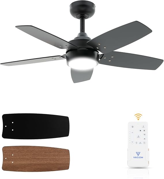 36 Inch Quiet Ceiling Fan with Light and Remote,91cm | Easy Install,6 Speeds,Timer,18°Sloped,Reversible,,2‑Colour Blade