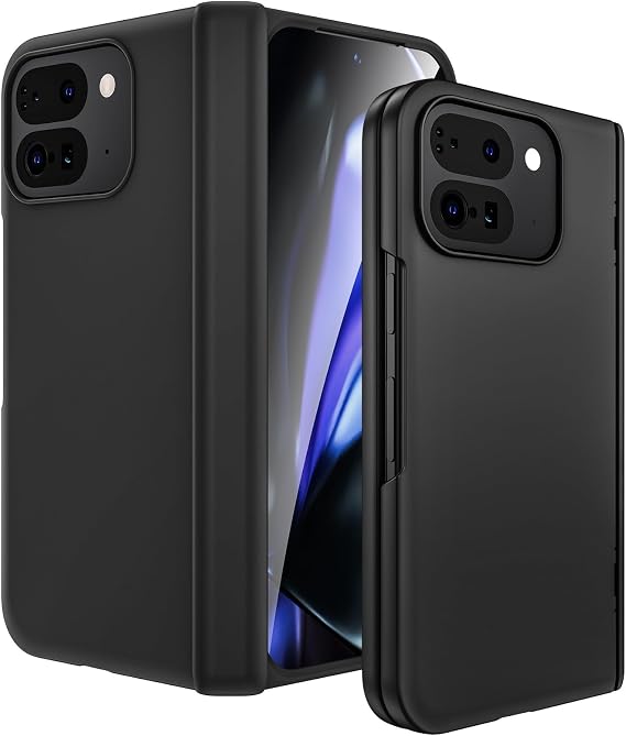 VEGO Google Pixel 9 Pro Fold Case, Pixel Fold 2 2024 Case with Built-in Screen Protector Anti-Scratch Hinge Protection Slim Fit Shockproof Full Body Protective Case for Pixel 9 Pro, Fold-Black
