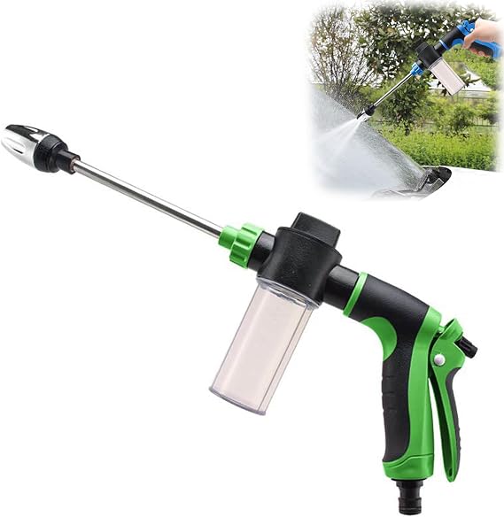 Pressure Washer, High Pressure Water Gun, Water Hose Nozzle, with 360 Rotating for Three Spray Modes, Various Spray Effects, Equipped with Metal Joints (Green)