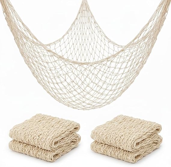 Sukh Fish Net Decorations for Party - 2PCS 39.37 * 78.74 in Fishing Net Decoration Netting for Wall Photo Hanging Nautical Fishnet Table Runner Decorative Ocean Theme Birthday Party Rope Nets