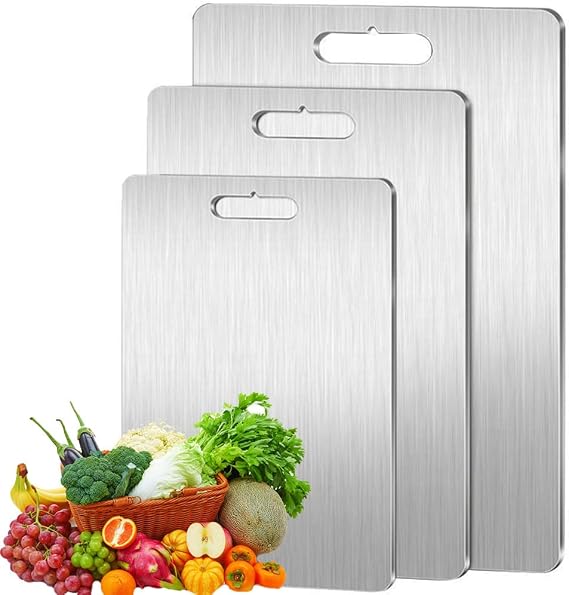 3Pack Titanium Cutting Board,Scratch-Resistant Cutting Boards for Kitchen,Double-Sided Design Knife-Friendly