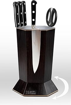 360 Knife BlockTM - Black ROTATING magnetic knife block - capacity for 12+ knives -handmade in Washington