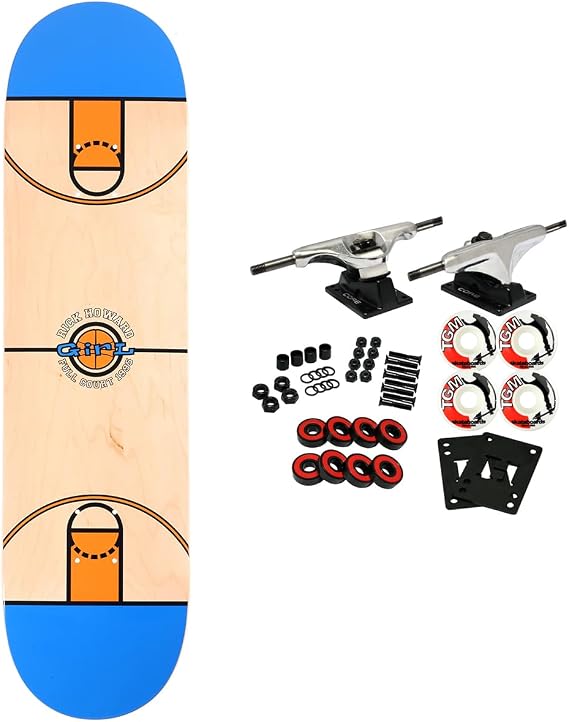 Girl Skateboards Complete Howard Full Court Twin 8.25" x 31.875" Kit Package Includes All Components to Build Skateboard
