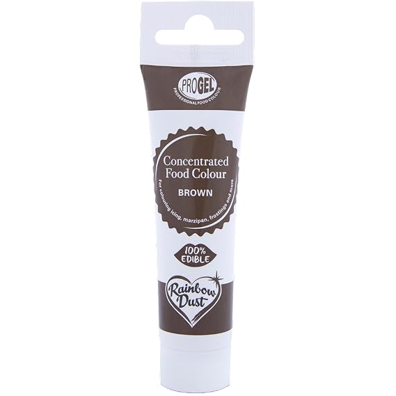Rainbow Dust ProGel Concentrated Food Colour, Brown Colouring Gel For Baking and Cake Decorating, 25g Tube