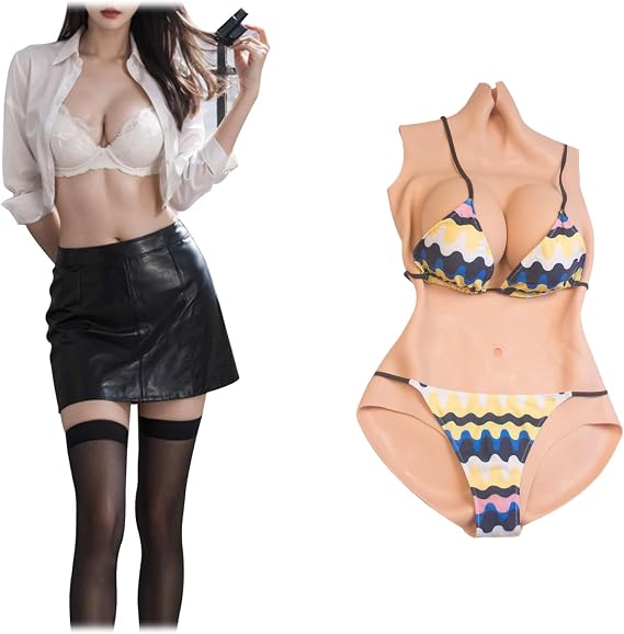 Silicone Bodysuit Swimming Suit Style Realistic Breastplate Silk Floss Filling Jumpsuit for Apparel Male to Female