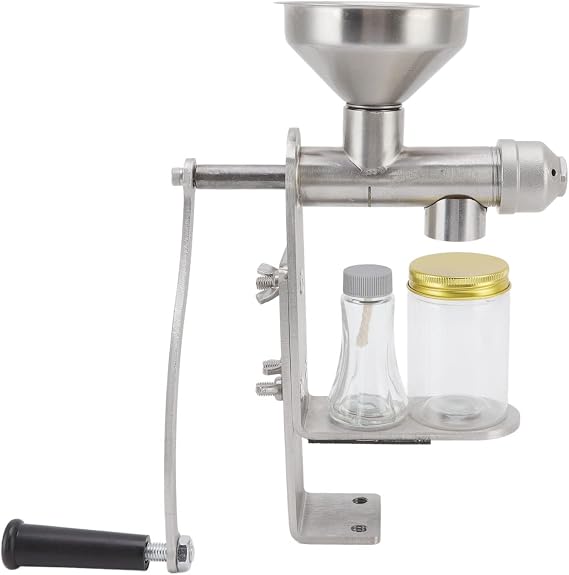 Household Stainless Steel Manual Oil Press Machine Hand Crank Hot Cold Oil Press Maker for Peanut Sesame and Rapeseed Oil Extractor