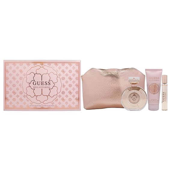 Guess Bella Vita Rosa by Guess for Women - 4 Pc Gift Set 3.4oz EDT Spray, 0.5oz EDT Travel spray, 3.4oz Body Lotion, Pouch