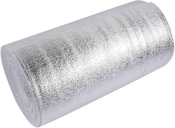 Thermal Insulation Reflective Film Aluminum Foil Heat Barrier for Home Radiators Energy Saving Multi-Function Easy Install 3mm Thick PET Material 10m X 0.5m Roll(30cm*5m)