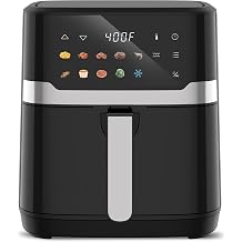 VUSIGN Air Fryer 6.8QT, 10-in-1 Functions Airfryer with Visible Window, 400F Fast Heating & Adjustable Bottom Heater for Crispier Results, Nonstick & Dishwasher-Safe Basket, 1700W, Black