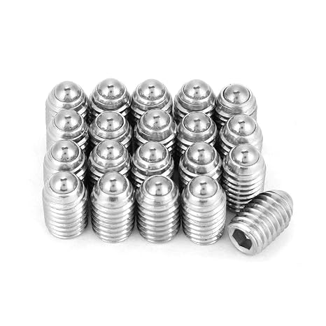 20Pcs M8x10 Wave Ball Screws,Stainless Steel Spring Plunger Set Hexagonal Socket Ball Plunger Screws for Lubrication Equipment, Pneumatic Tools(M8*10)