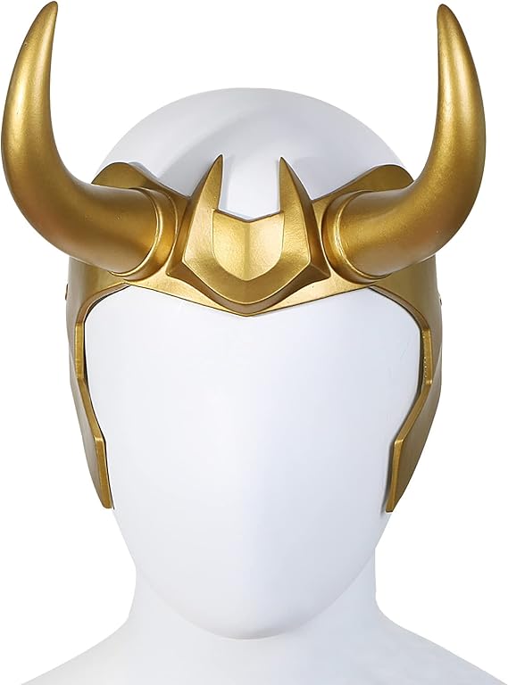 Superhero Horns Helmet Crown PVC Golden Headpiece Halloween Cosplay Adults | Hero Costume Prop Accessory, Realistic 3D Horns, Elastic Back Strap, Durable PVC, Metallic Gold Finish, Men Women, One Size