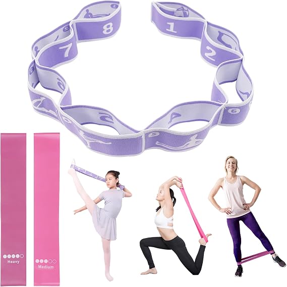 Adjustable Stretch Strap, Multi Loop Elastic Yoga Band for Dance, Purple
