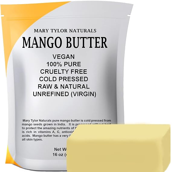 Mary Tylor Naturals Mango Butter 1 lb Cold Pressed, Unrefined,Raw Pure Mango Butter