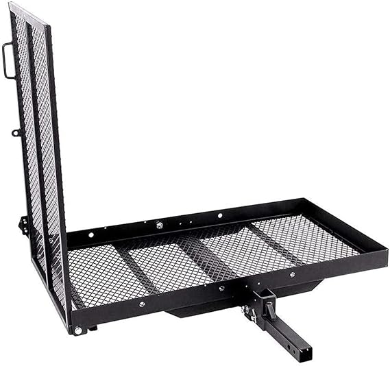 New Mobility Carrier Ramp Hitch Mounted 46.2 x 26.8 x 38.7 500 lbs for | Wheelchair Electric Scooter Medical Disability with Rack Ramp Capacity Steel w/3" Rail Fit 2" Hitch Receiver SUV Truck Van