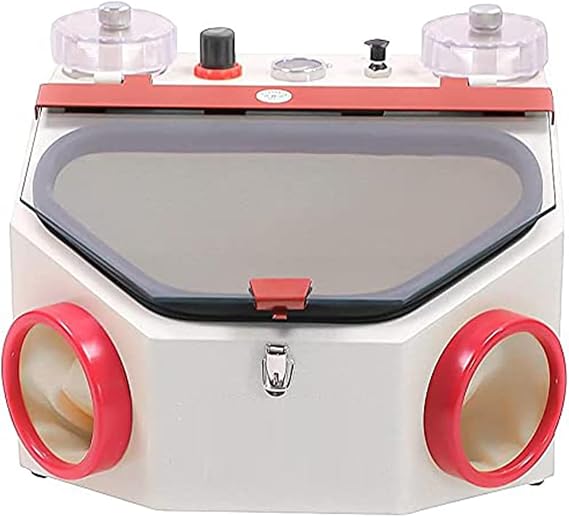 Professional Sandblaster Machine with Dual Pens, Large Viewing Window, LED Lights, Efficient & Durables Sandblasting Equipment for Optimal Performance