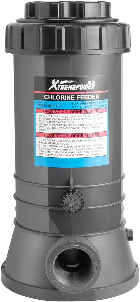 XtremepowerUS Inline Automatic Chlorinator Chemical Chlorine Feeder for Above Ground Pool, Inground Swimming Pool Chlorine Dispenser Tablet in-line Auto Chlorinator 3-Inch (Compatible with Cl200)