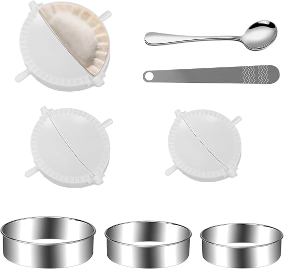 8 Pcs Dumpling Maker Set Meat Pie Cutters for Baking Gyoza Press Ravioli Mould Meatpie Dough Cutter for Ravioli Pastry Empanadas Home Kitchen Cooking