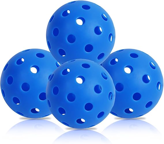 Fizzazzle Outdoor Pickleball - 40 Holes, USAPA Standard, Blue Balls - 4/6/12 Pack Sets - High Bounce, Durable - Blue (4 Pack, Dark-Blue)