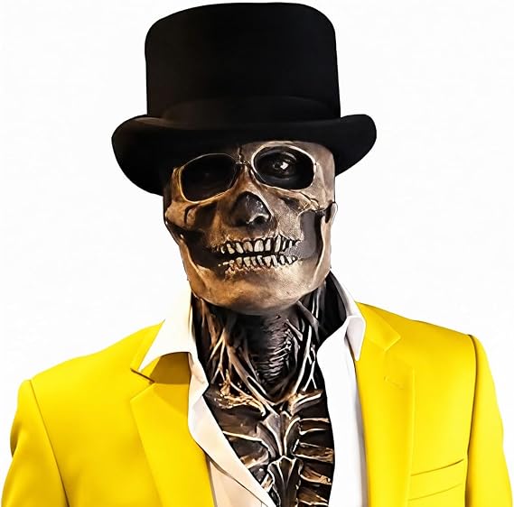 Bulex Skull Mask - Scary Full Head Skeleton Headgear - Realistic Halloween Cosplay Latex Horror Mask