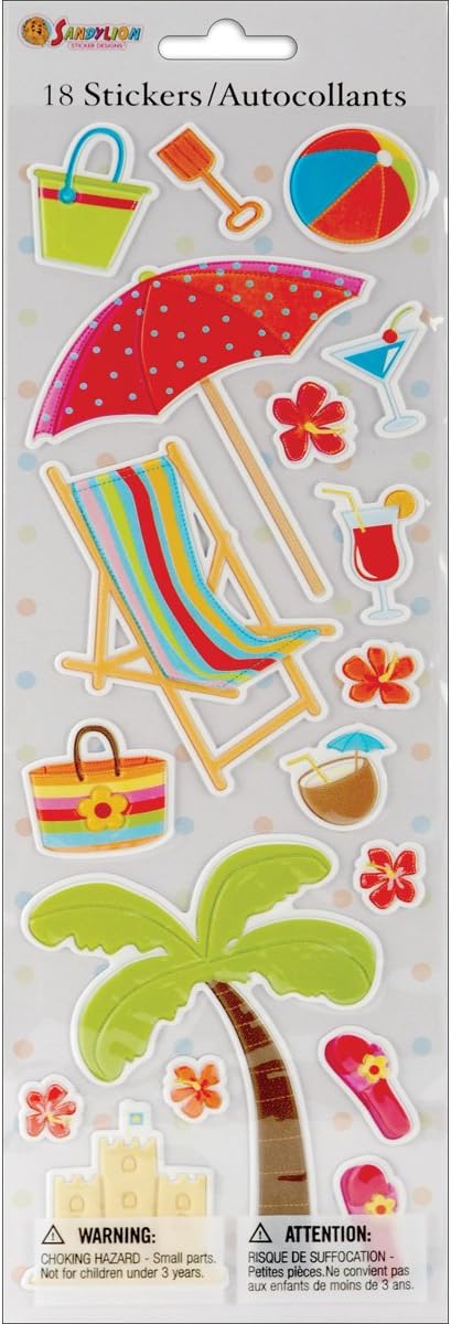 Sandylion Beach Foam Sticker, 4 by 12-Inch