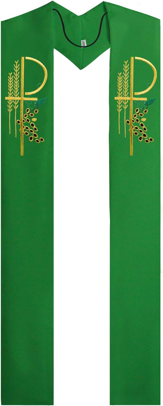 Overlay Clergy Stole With Chi Rho Embroidered 90" Long-4 Colors Available