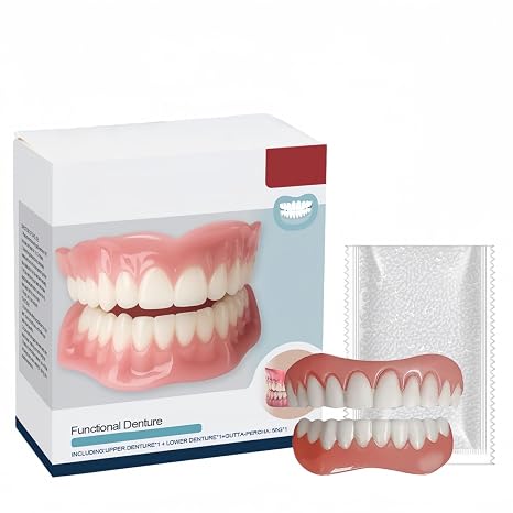 False Teeth Set Full Dentures,Silicone Denture Reline Kit,Soft Silicone Reline Denture Set,False Te/eth Set with Clip In Veneers,Snap On Dentures,False Teeth Veneers Top and Bottom,Clip On Vene/ers