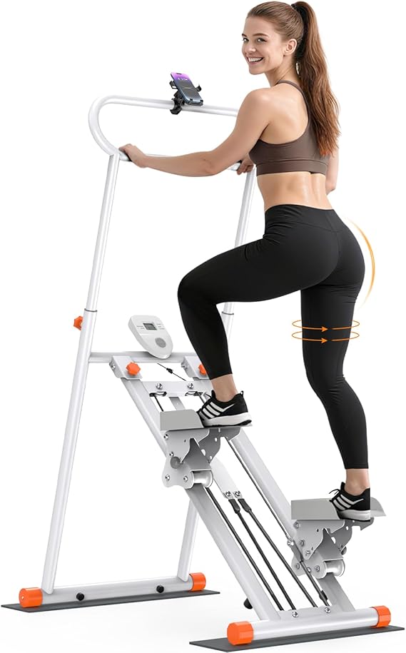 Stair Stepper, Foldable Stair Master for Home Gym Exercise, Vertical Climber Machine with Adjustable Resistance &amp; Pedal, 300LB Weight Capacity, Cardio Exercise Machine for Legs, Core and Glute