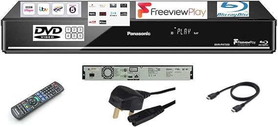 Panasonic DMR-PWT550 (MULTIREGION FOR DVD ONLY) Smart Network 3D Blu-ray DiscTM / DVD Player &amp; 500GB HDD Recorder with Twin HD Tuner and Free View playback -