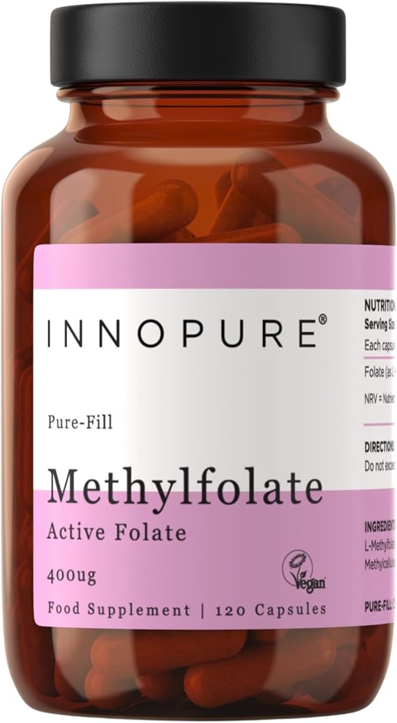 INNOPURE L-Methylfolate Folate Supplement 400mcg, 120 Capsules