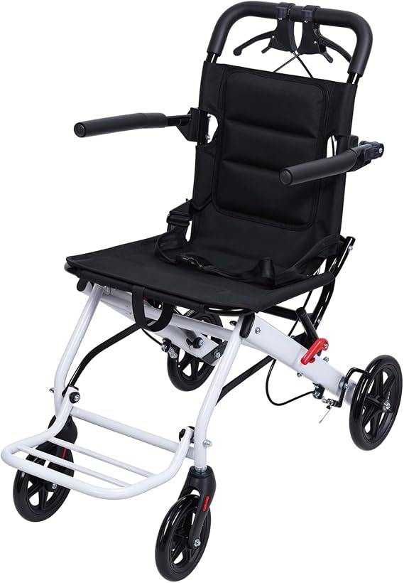 Wheelchair for Adults, Lightweight and Foldable, All Terrain Transport Wheelchair for Seniors Portable, Portable Transit Travel Wheelchair, Lightweight Wheelchair for Elderly A