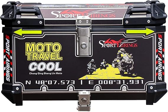 Trunk Tail Box Luggage Motorcycle Universal Top Rack 45L Motorcycle Top Case Tour Tail Box Scooter Trunk Luggages Rack Lockable Waterproof and Anti-Collision for Motorcycle and Scooter
