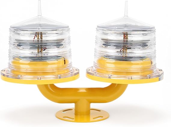 Beacon Light, Solar LED Navigation Warning Light Pair, IP68 Waterproof Marine Signal Buoy Lights with 360 Flashing Marker for River, Lake, Channel Safety