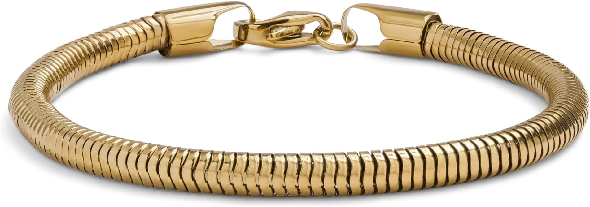 Elegatto Snake Chain Premium 18K Gold Plated Bracelet for Men & Women | Polished Gold-Plated Stainless Steel Snake-Style Chain | Unisex Designer Jewelry Bracelets