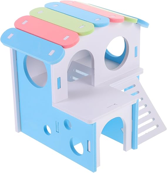 Gatuida Double-layer Hamster House Hideout in White Pvc with Multi-use Design Providing Private Space for Small Animals Cage Habitat Decor