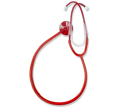 EMI Disposable Stethoscope with Sound Sensitive Chestpiece and 22" PVC Tubing Pack of 10 - Red