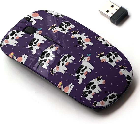 2.4G Wireless Mouse with Cute Pattern Design for All Laptops and Desktops with Nano Receiver - Funny Cows Farm