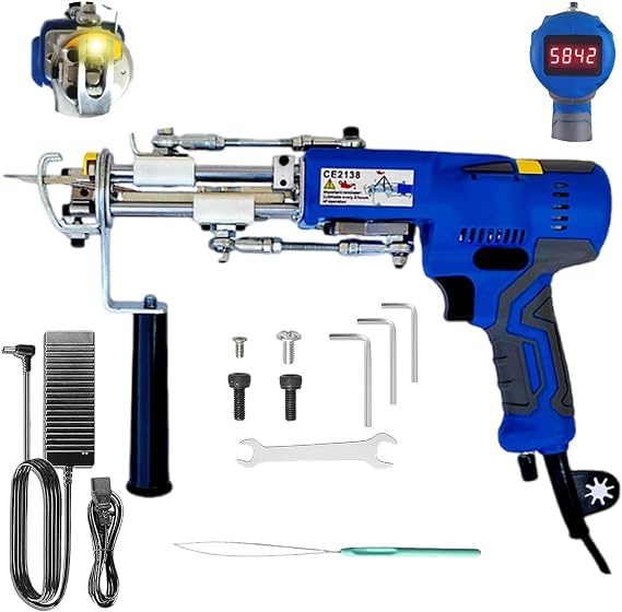 Electric Tufting Machine,DIY Carpet Weaver,with LED Light & Digital Display,Cut & Loop Pile 2-in-1,Low Vibration & Low Noise,Suitable for Mobile Desktop Work.