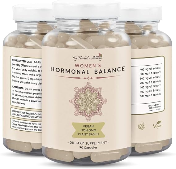 Hormone Balance for Women Natural Female Energy & Mood Pills Hot Flashes Menopause Relief Supplement with Vitex Chasteberry, Dong Quai, Maca Root Powder, Ginseng 90 Veggie Capsules