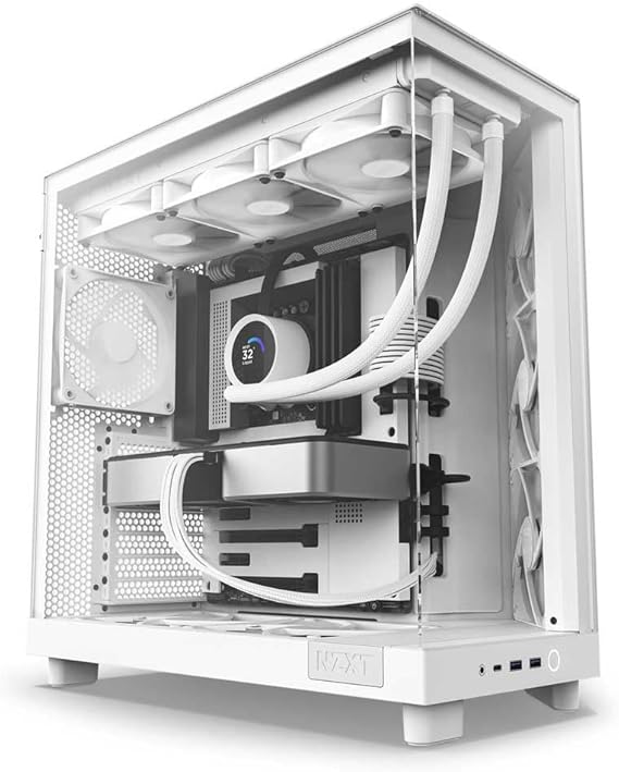 NZXT H6 Flow Mid Tower ATX Gaming PC Case - White
