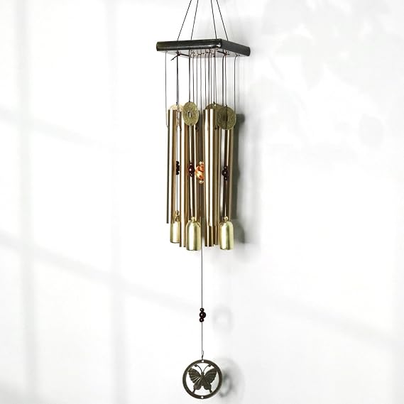 8Tube Deep Tone Wind Chimes, Patio Outdoor Decor | Hand-Tuned Aluminum Zen Garden Wind Chime, Soothing Memorial Gift Butterfly Pendant, Mother