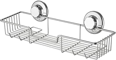 iPEGTOP L-4 Strong Suction Cup Shower Caddy Bath Shelf Storage, Combo Organizer Basket for Shampoo, Soap, Conditioner, Razor Bathroom Accessories - Rustproof Stainless Steel, Chrome