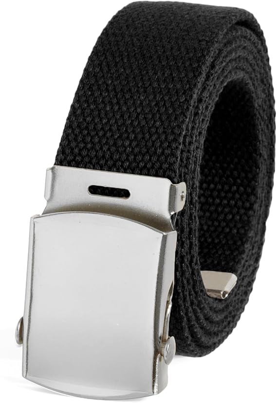 BC Belts Canvas Web Belt with Chrome Buckle 54" Long | Fully Adjustable Military Style
