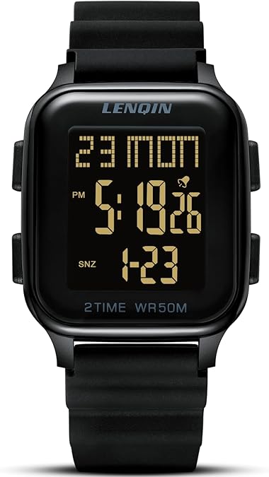 LN LENQIN Mens Digital Watch Sports Waterproof Digital Watches Men | Ultra Thin Minimalist Outdoor Wrist Watch for Men with LED Backlight Timer Alarm Date