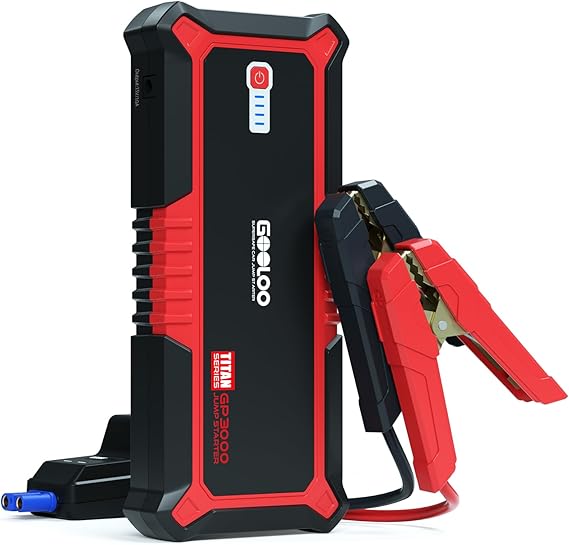 GOOLOO GP3000 Jump Starter, 3000A Peak Car Starter (9L Gas or 7L Diesel) | Supersafe Car Battery Booster Pack - BOOST Mode for Dead Batteries - 16,000mAh Capacity - 3 Modes LED Flashlight