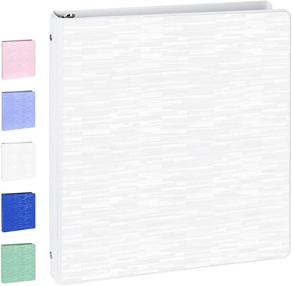 POPRUN 3 Ring Binder 1 Inch 1 Pack, PVC-Free, Heavy-Duty White
