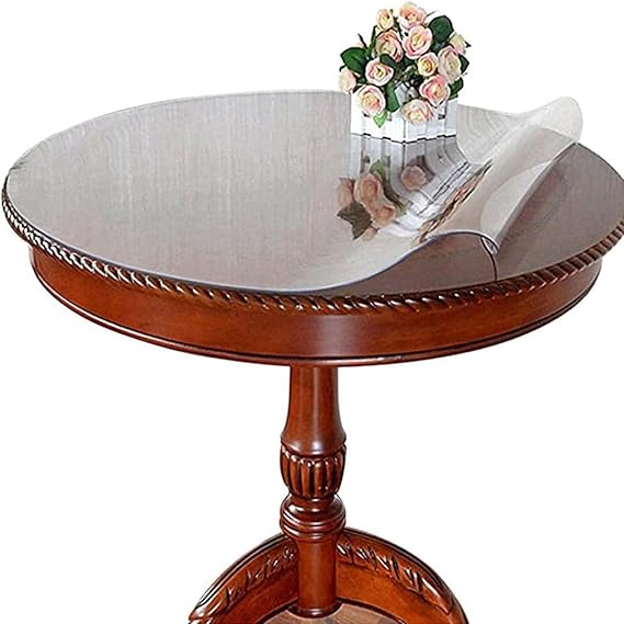 Clear Table Cover Protector Diameter49in, Dining Table Cover Heavy Duty Table Top Protector Clear Plastic Tablecloth Protector Cutting Carpet Floor Mat Conference Table Cover Mat Pad