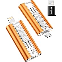 SCICNCE 64GB Dual Interface Flash Drive for Phone Storage Photos Videos, Portable Backup Memory Stick, No App Required, Compatible with iPhone 17/16/15/14/13/12/11, iPad, Android & PC (Orange)
