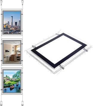 A4 Portrait 8.5X11 Inch Crystal Poster Frame Real Estate Agent Led Window Hanging Display Light Box Sign 3pcs A4 a raw, Vertically